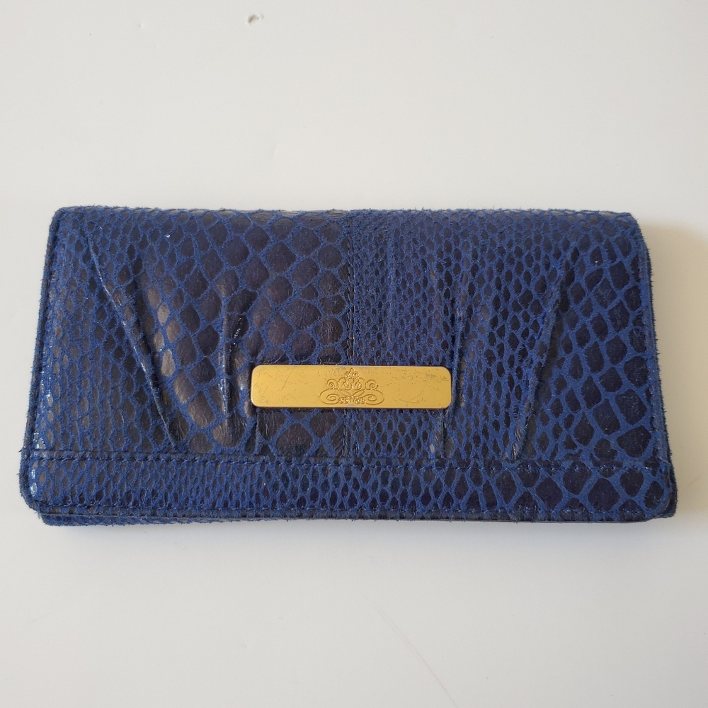 Spring Navy Snakeskin Print Wallet